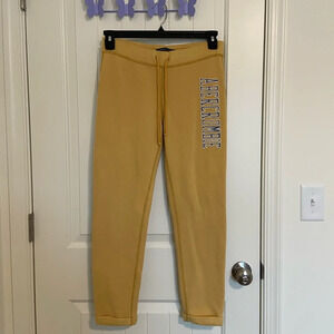 Abercrombie & Fitch women’s yellow word stitch fleece lined cuffed sweatpants XS